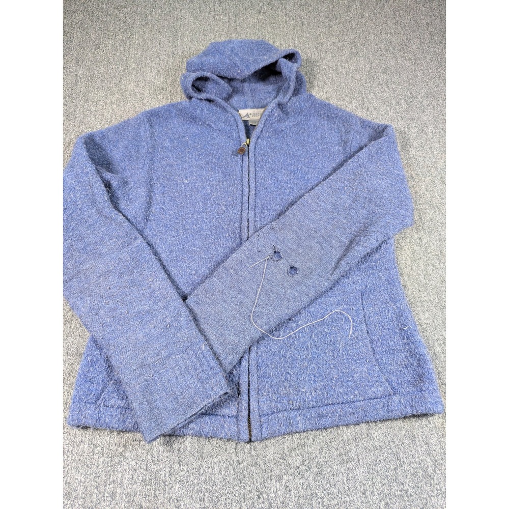 Natural Mountain Sports Merino Wool Blend Hooded Jacket Blue Repair Craft